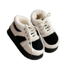 Korean-style Color-Block Lambswool Casual Sneakers AutumnWinter Cotton Boots