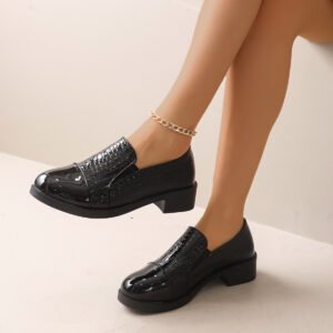 Stylish Cracked-surface Versatile Leather Shoes For Workwear