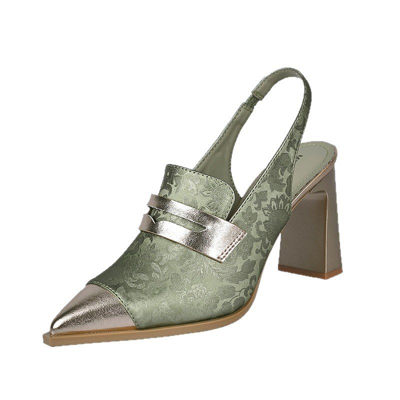 Chunky-heeled Pointed-toe Deep-vamp Versatile Strappy Sandals - Image 2