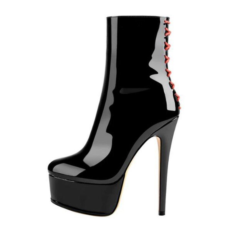European And American-style Round-toe High-platform Womens Short Boots With Side Zippers - Image 2