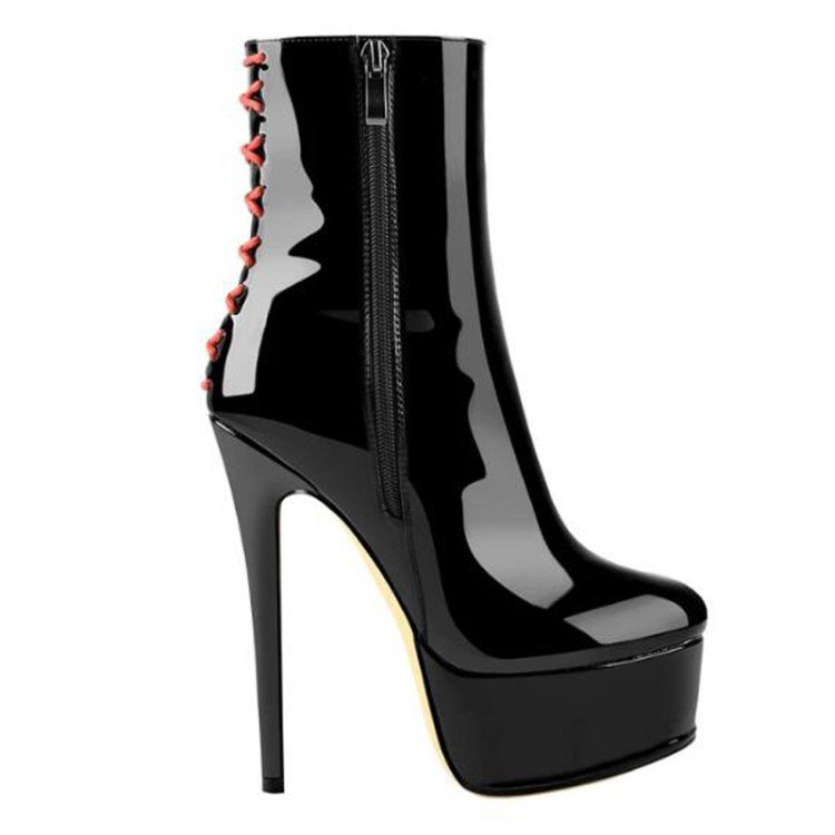 European And American-style Round-toe High-platform Womens Short Boots With Side Zippers - Image 3