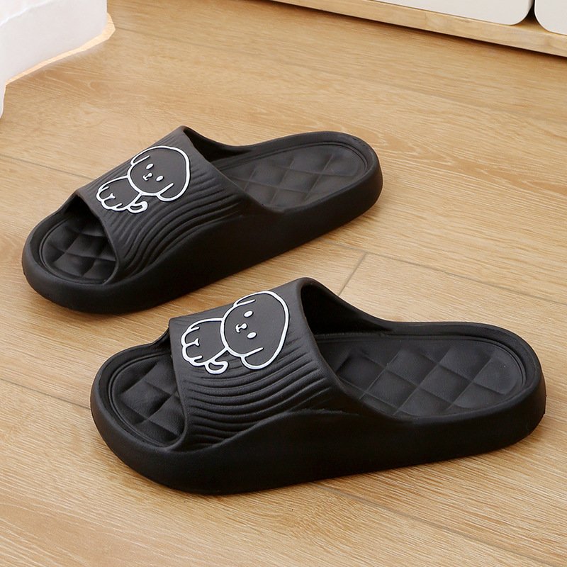 Cute Cartoon Dog Slippers Summer Solid Color Non-slip Rhombus Bathroom Slipper Indoor House Shoes For Men Wome