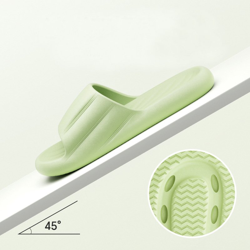 Fashion Solid Color Striped Home Slippers Summer Thick Bottom Non-slip Bathroom Slipper Women Men Couples Shoe