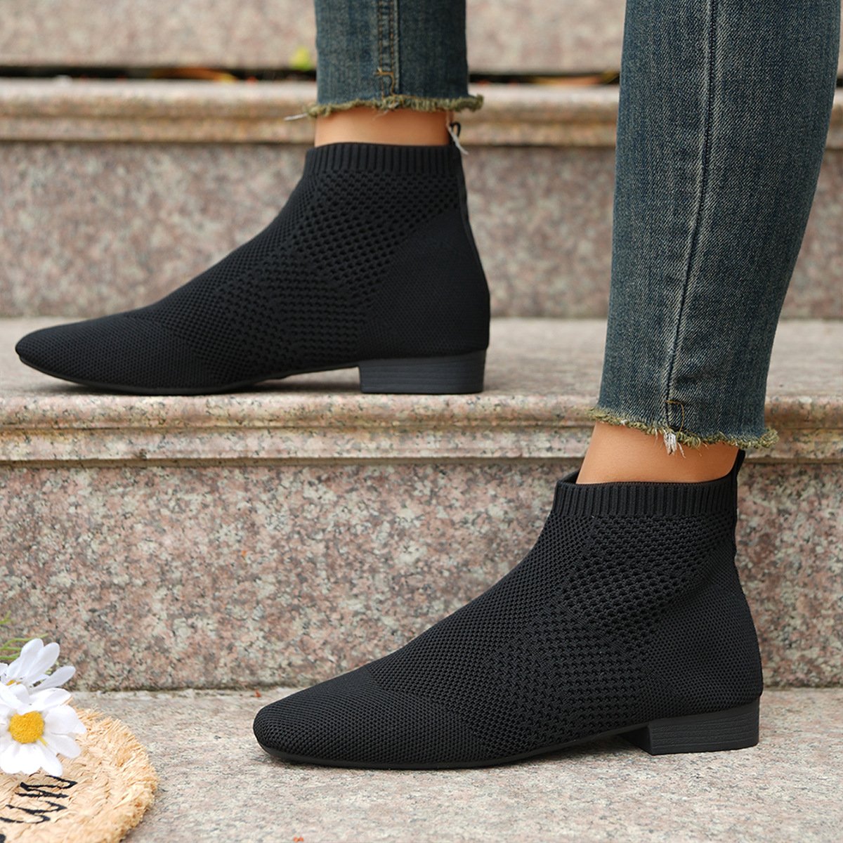 Plus Size Women's Boots Middle Tube Pointed Ankle Boots