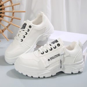 Women's Lace-up Casual Sneakers with Side-Zipper