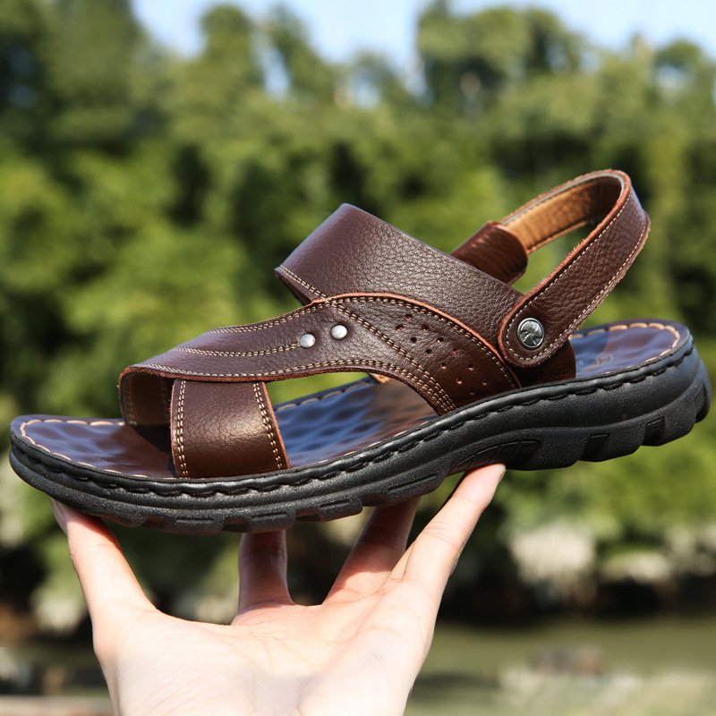 Men Sandals Summer Beach Shoes Adjustable Back Strap Design Slippers Slides - Image 8