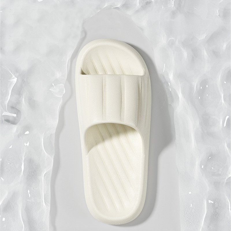 Fashion Solid Color Striped Home Slippers Summer Thick Bottom Non-slip Bathroom Slipper Women Men Couples Shoe
