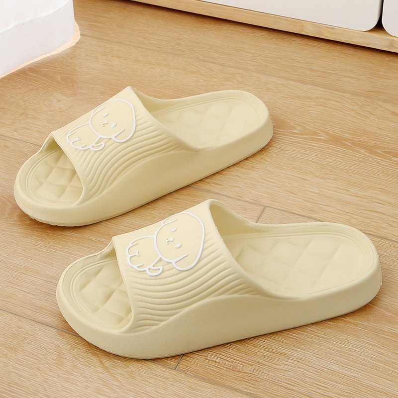 Cute Cartoon Dog Slippers Summer Solid Color Non-slip Rhombus Bathroom Slipper Indoor House Shoes For Men Wome