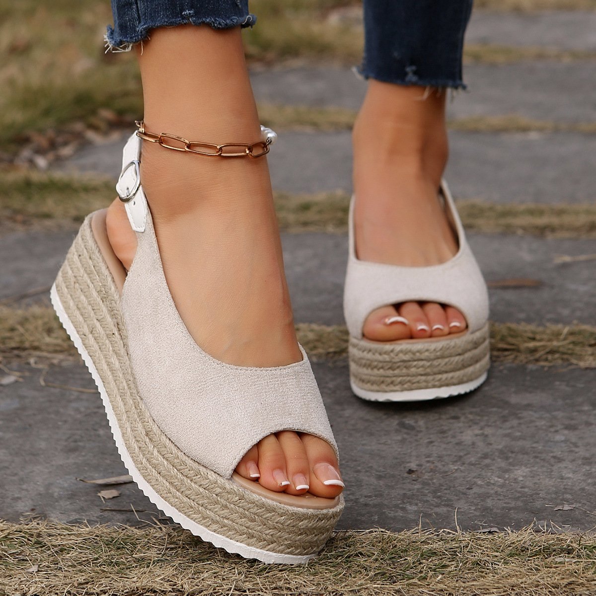 Fish-mouth Wedge Sandals Summer 2026 New Style