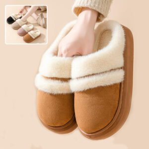 Fashion Warm Cotton Slippers For Women Leisure Thick Bottom Non-slip Plus-velvet House Shoes Winter Bedroom Fl