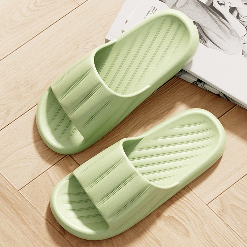 Fashion Solid Color Striped Home Slippers Summer Thick Bottom Non-slip Bathroom Slipper Women Men Couples Shoe