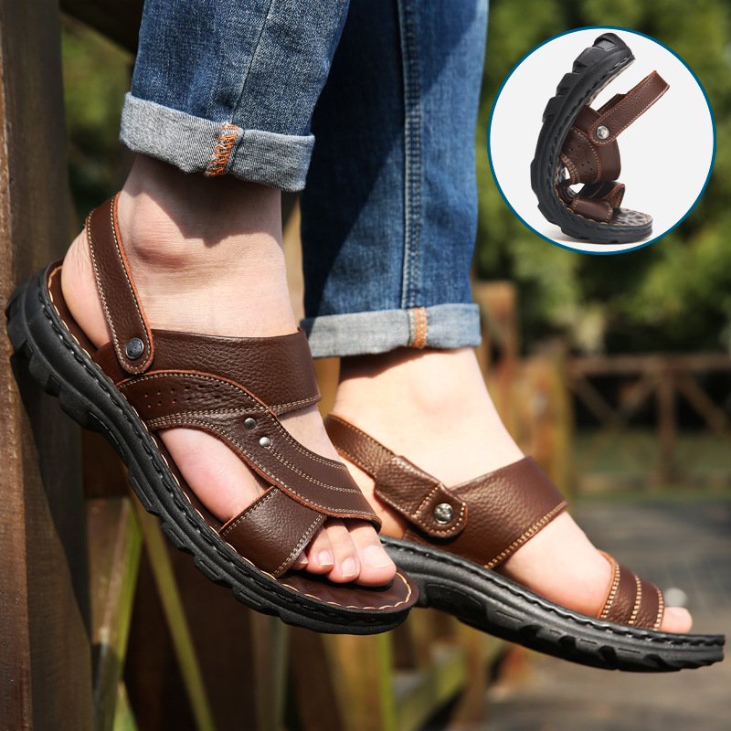 Men Sandals Summer Beach Shoes Adjustable Back Strap Design Slippers Slides - Image 6