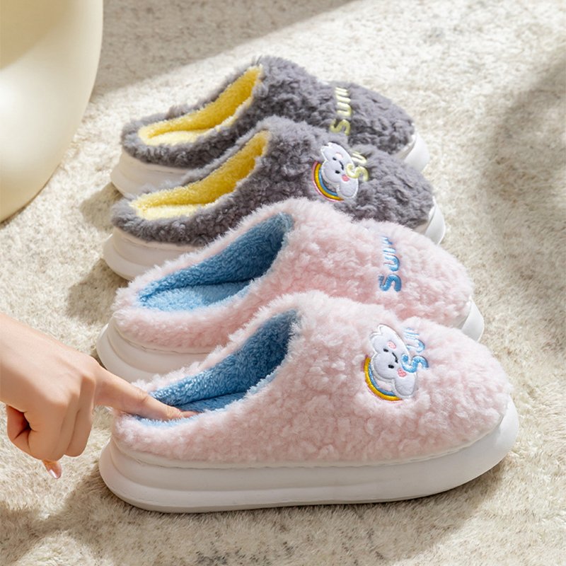 Cute Cartoon Cotton Slippers Thick Bottom Home Slippers Fashion Floor Bedroom Slipper Women Men Couples Warm H