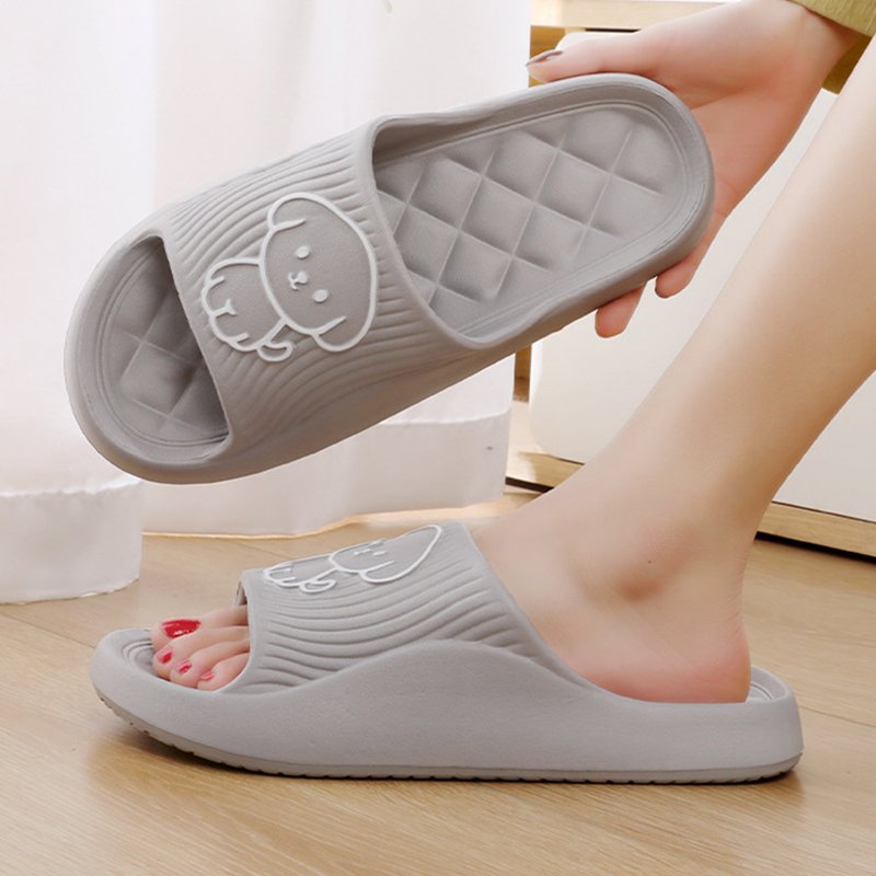 Cute Cartoon Dog Slippers Summer Solid Color Non-slip Rhombus Bathroom Slipper Indoor House Shoes For Men Wome