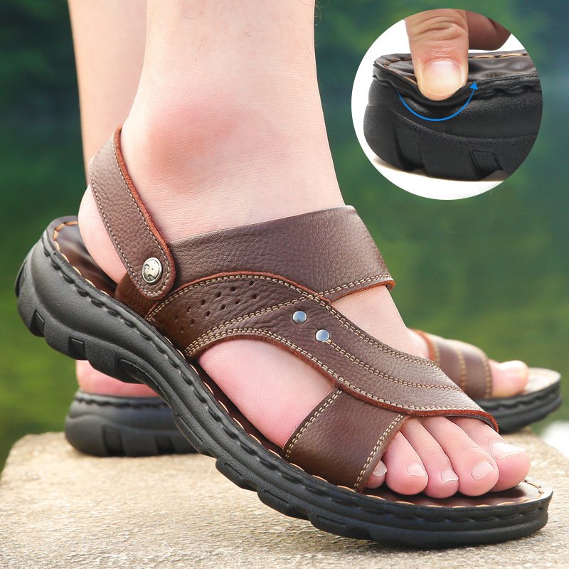 Men Sandals Summer Beach Shoes Adjustable Back Strap Design Slippers Slides - Image 7