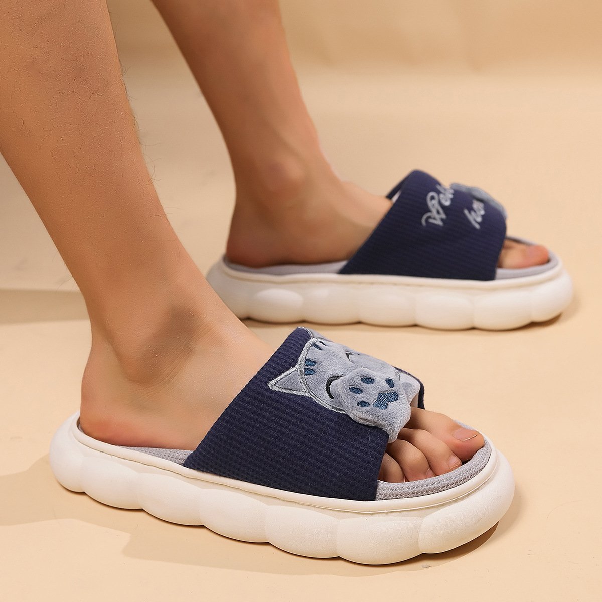 Cute Cartoon Kitten Home Slippers For Women