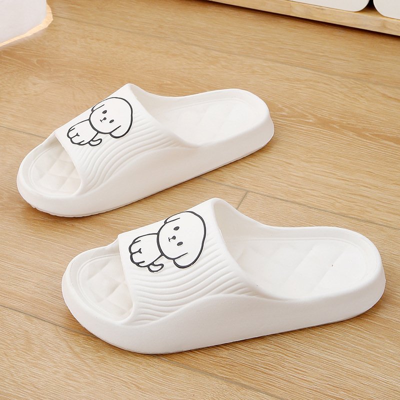Cute Cartoon Dog Slippers Summer Solid Color Non-slip Rhombus Bathroom Slipper Indoor House Shoes For Men Wome