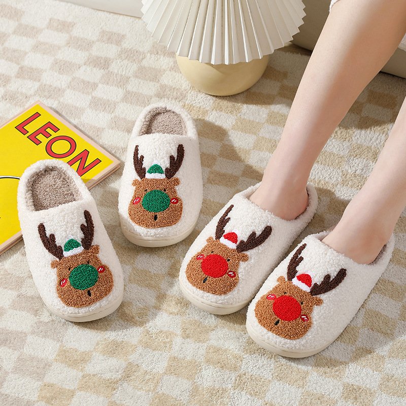 Christmas Shoes Winter Home Slippers Elk Soft Cozy Bedroom Slipper Slip On House Shoes - Image 5