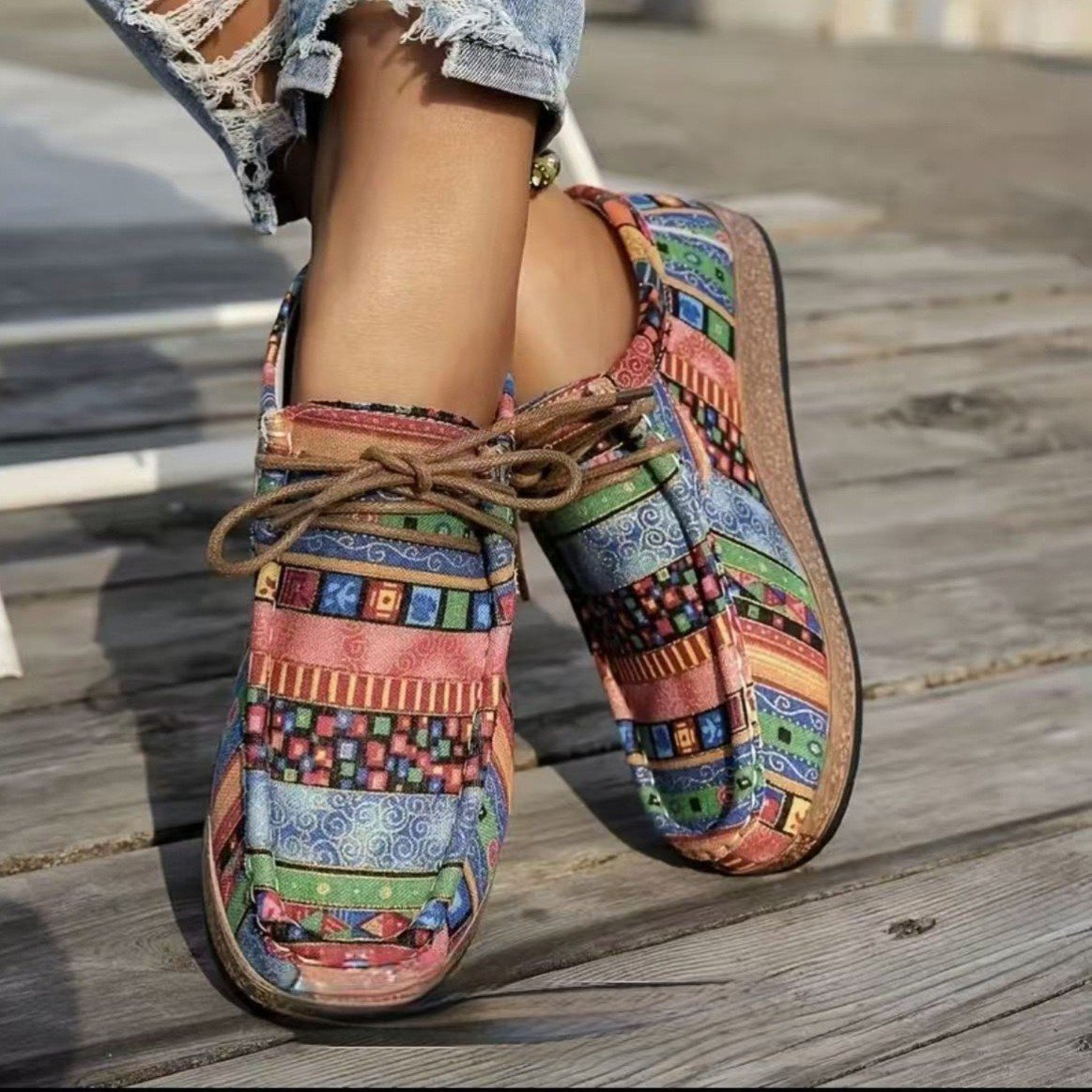 Color Graffiti Canvas Flat Bottom Pumps