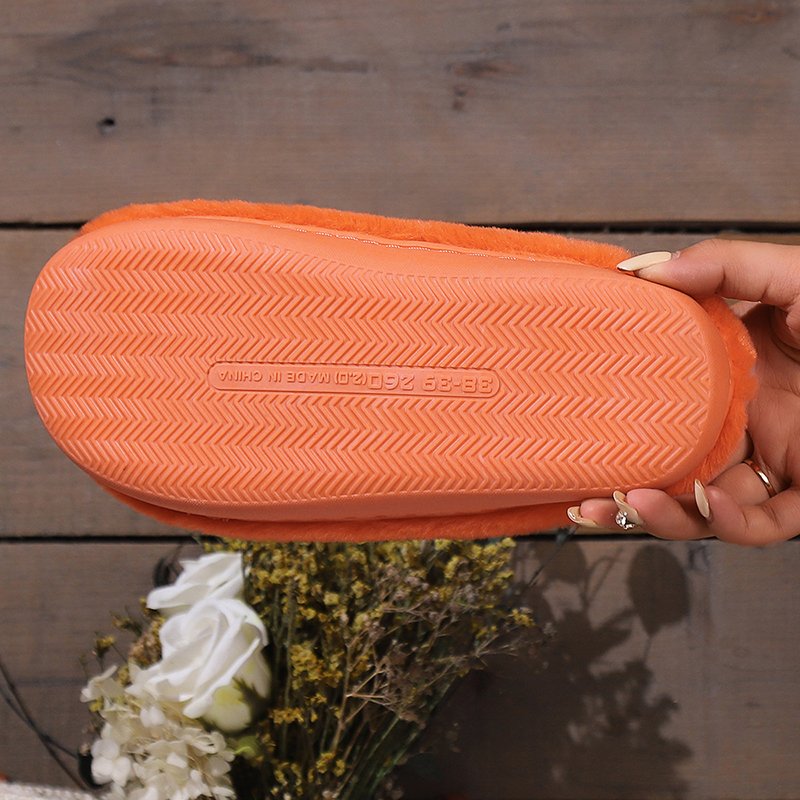 Cute Halloween Pumpkin Slippers Winter Warm Plush Bedroom Floor Home Slippers Casual Slip On Comfortable Cozy