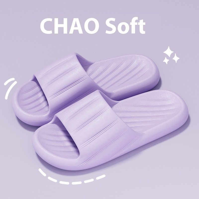 Fashion Solid Color Striped Home Slippers Summer Thick Bottom Non-slip Bathroom Slipper Women Men Couples Shoe