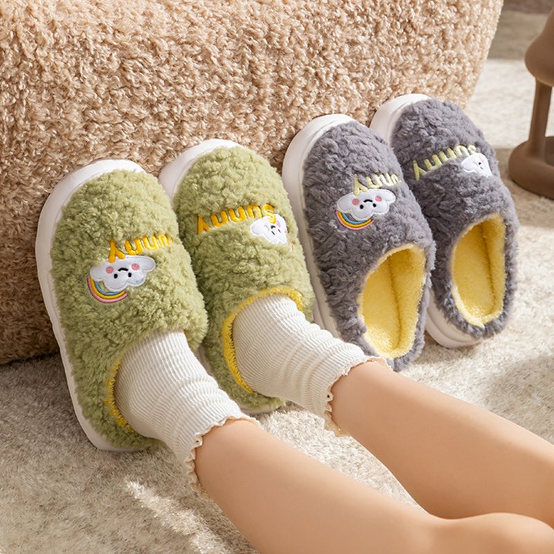 Cute Cartoon Cotton Slippers Thick Bottom Home Slippers Fashion Floor Bedroom Slipper Women Men Couples Warm H