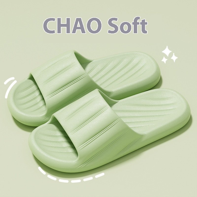 Fashion Solid Color Striped Home Slippers Summer Thick Bottom Non-slip Bathroom Slipper Women Men Couples Shoe