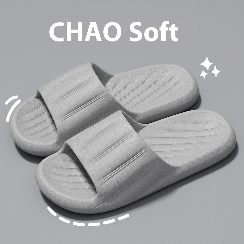 Fashion Solid Color Striped Home Slippers Summer Thick Bottom Non-slip Bathroom Slipper Women Men Couples Shoe