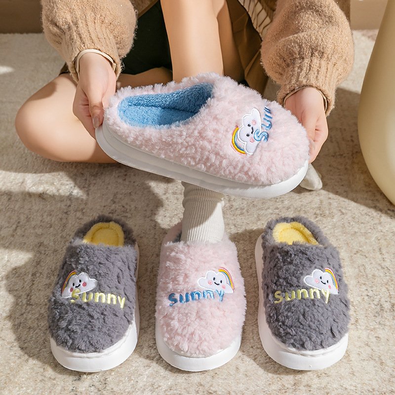 Cute Cartoon Cotton Slippers Thick Bottom Home Slippers Fashion Floor Bedroom Slipper Women Men Couples Warm H