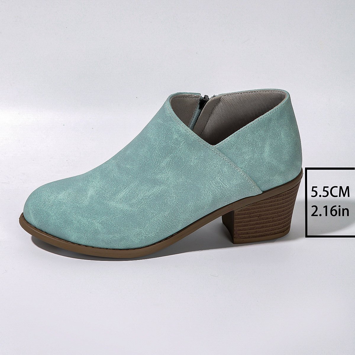 Chunky Heel Round Toe Ankle Boots With Side Zipper Design Fashion Fall Winter Short Boots For Women Shoes - Image 8