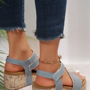 SoleRoot Horizon Ortho-Wedge Sandal — Chestnut & Sky