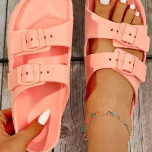 SoleRoot CloudRecovery Dual-Buckle Foam Slide — Matte Stone